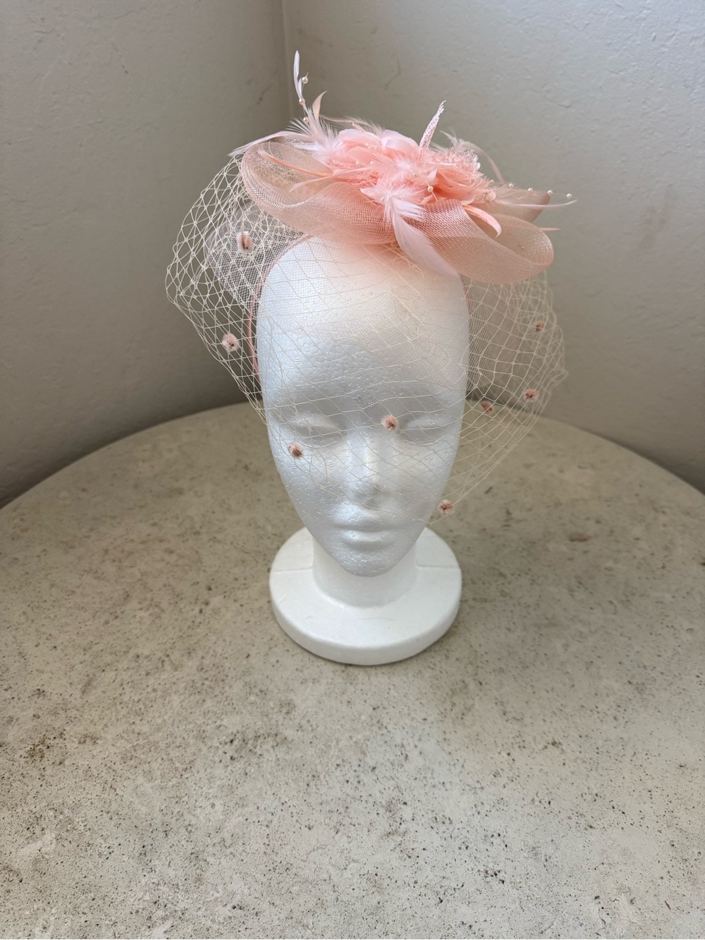Pink  Floral Feather Veil Fascinator Headpiece